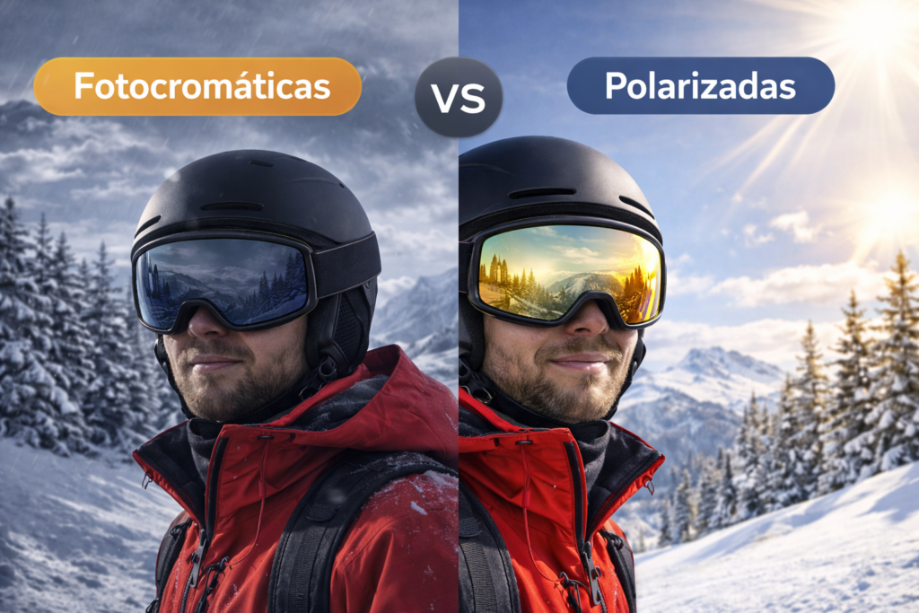 Diferencia entre gafas de esquí fotocromáticas y polarizadas